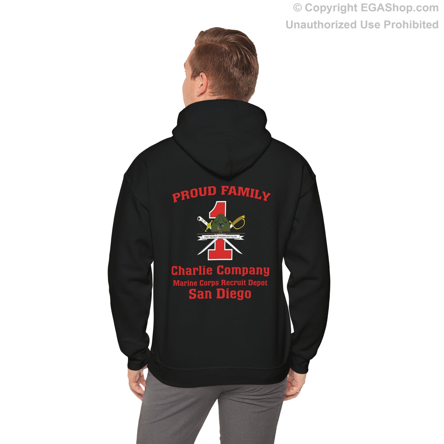 Hoodie: Charlie Co. MCRD San Diego (1st Battalion Crest on BACK)