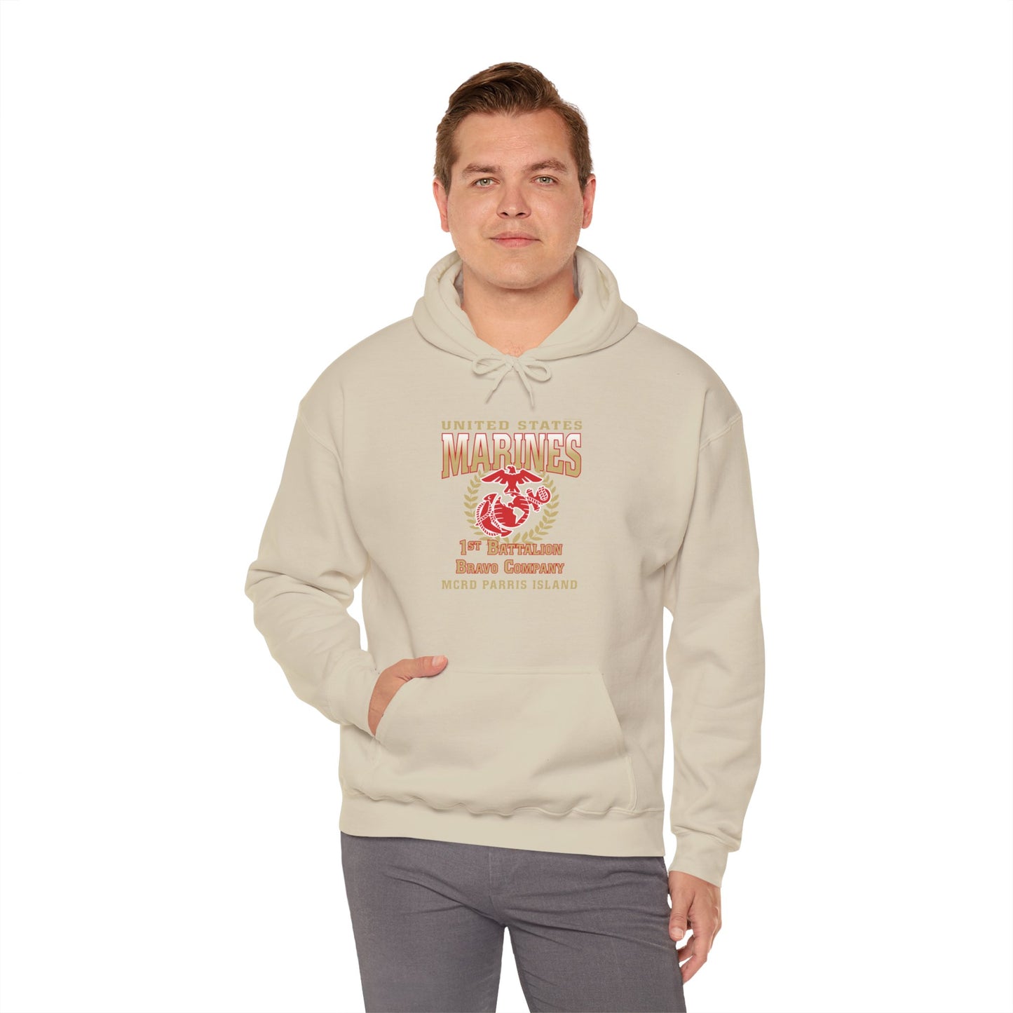 Hoodie: Bravo Co. MCRD Parris Island (EGA + Back Proud Family)