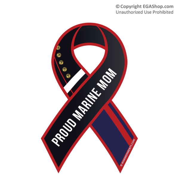 Ribbon Car Magnet: Dress Blue, Proud Mom