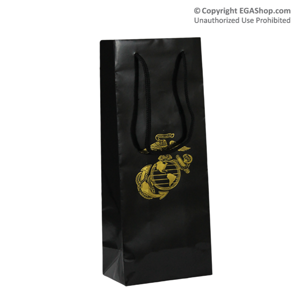 Gift Bag: Black Gloss with Gold Eagle Globe and Anchor