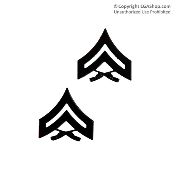 Chevron, Marine Corps: Corporal (black metal, solid brass)