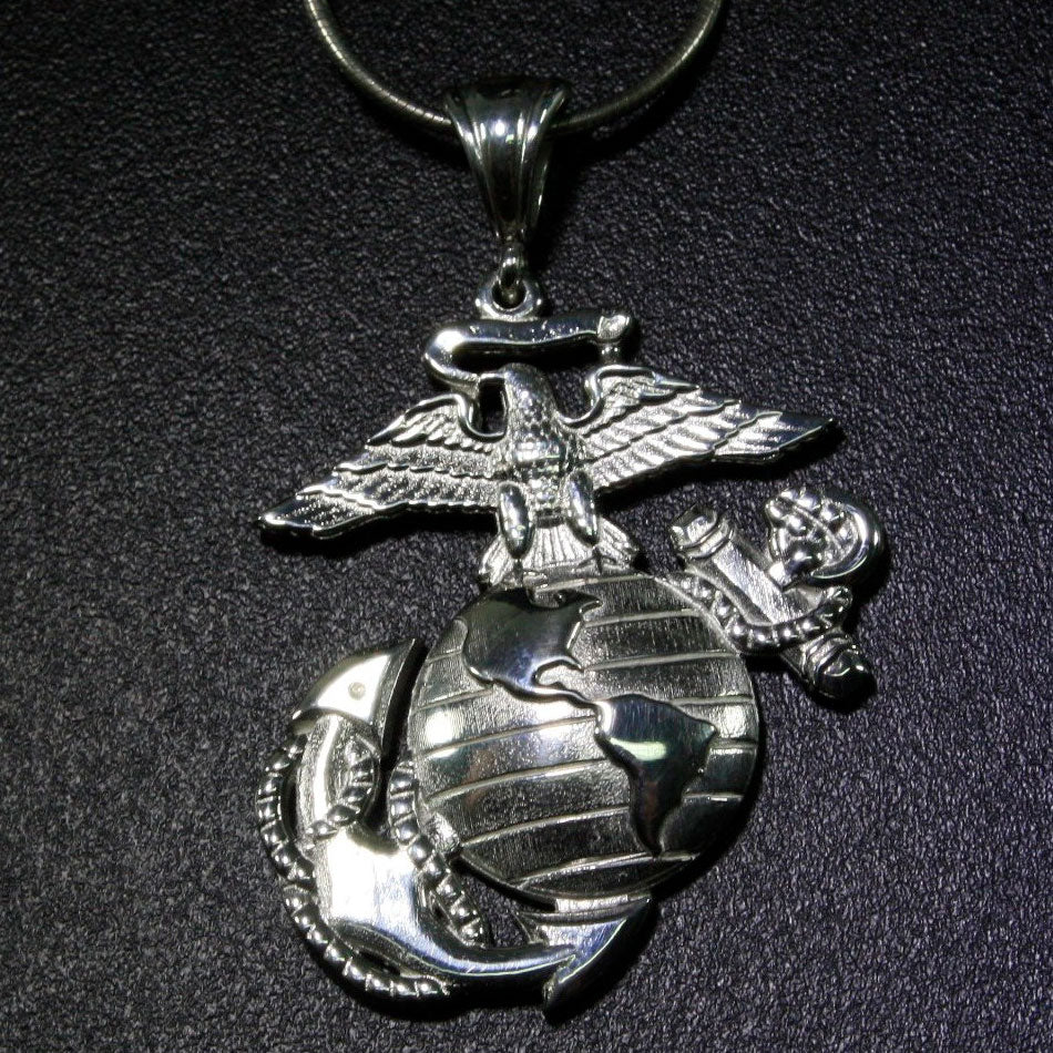 Necklace, Solid Eagle Globe and Anchor
