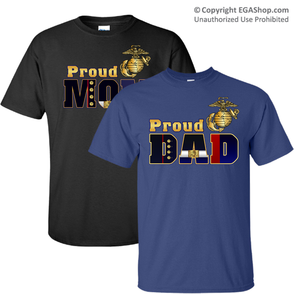 Dress Blue Mom or Dad T-Shirt on Blue or Black