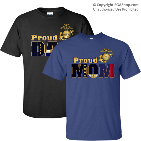 Dress Blue Mom or Dad T-Shirt on Blue or Black