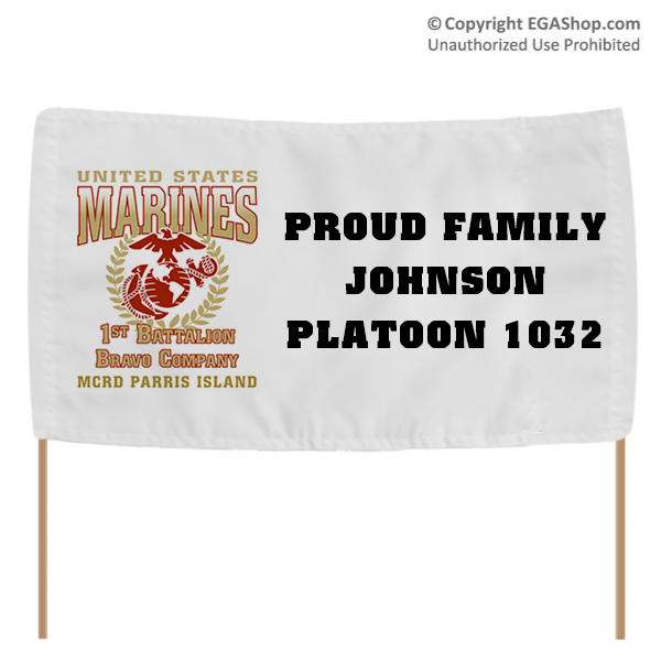 Banner: 1st Recruit Battalion (Marine Graduation)
