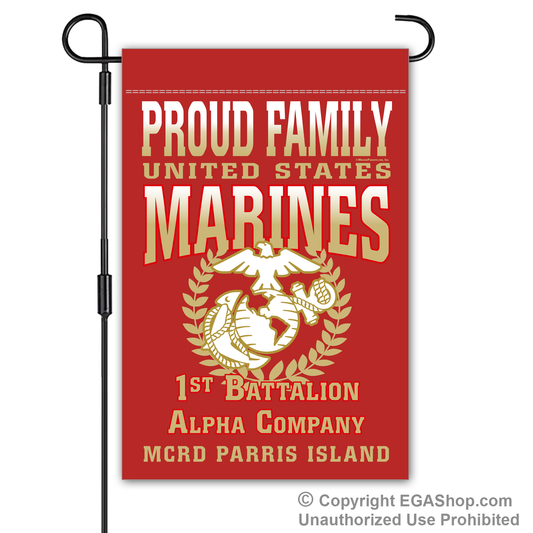 Garden Flag: Alpha Proud Family, Mom, Dad (Parris Island)