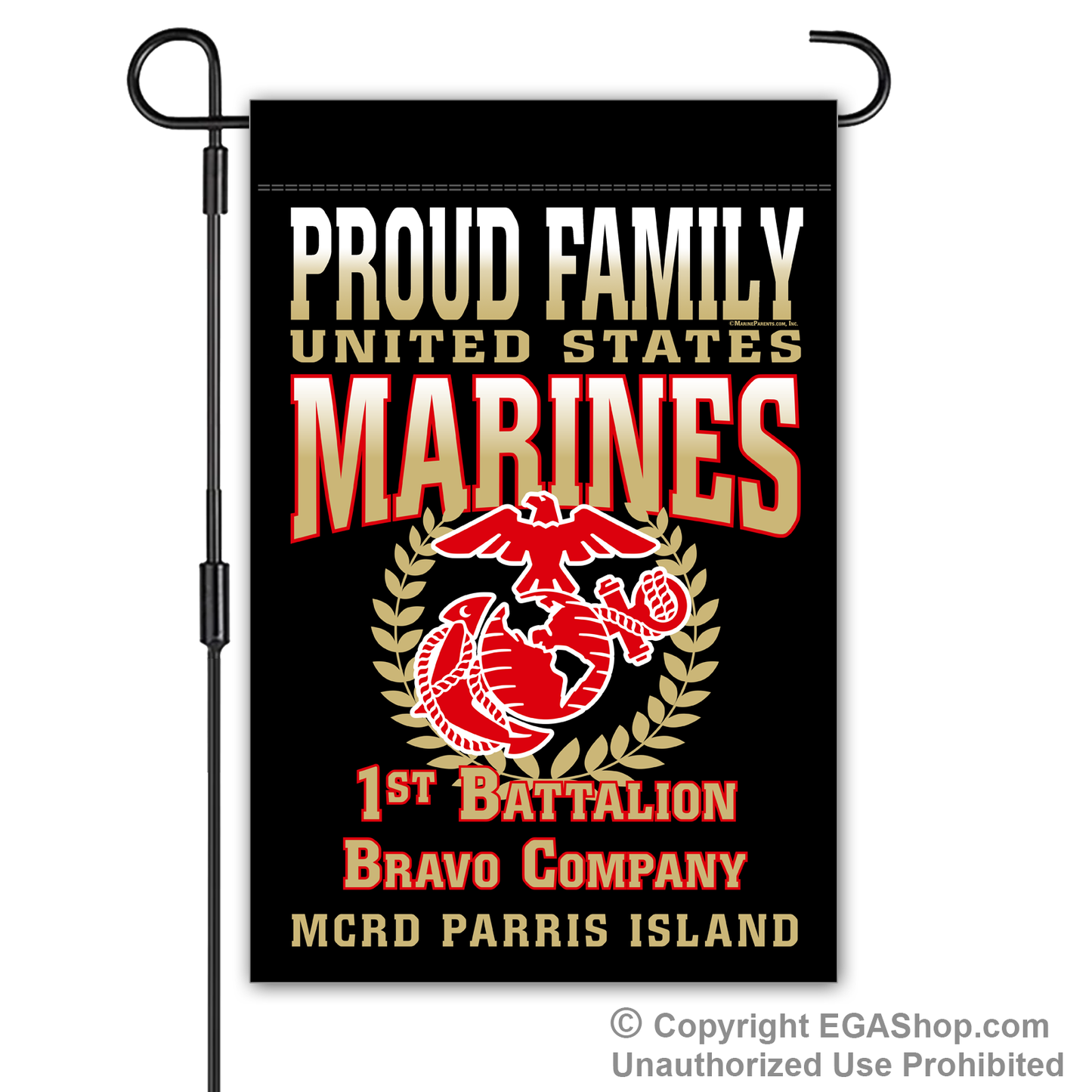 Garden Flag: Bravo Proud Family, Mom, Dad (Parris Island)