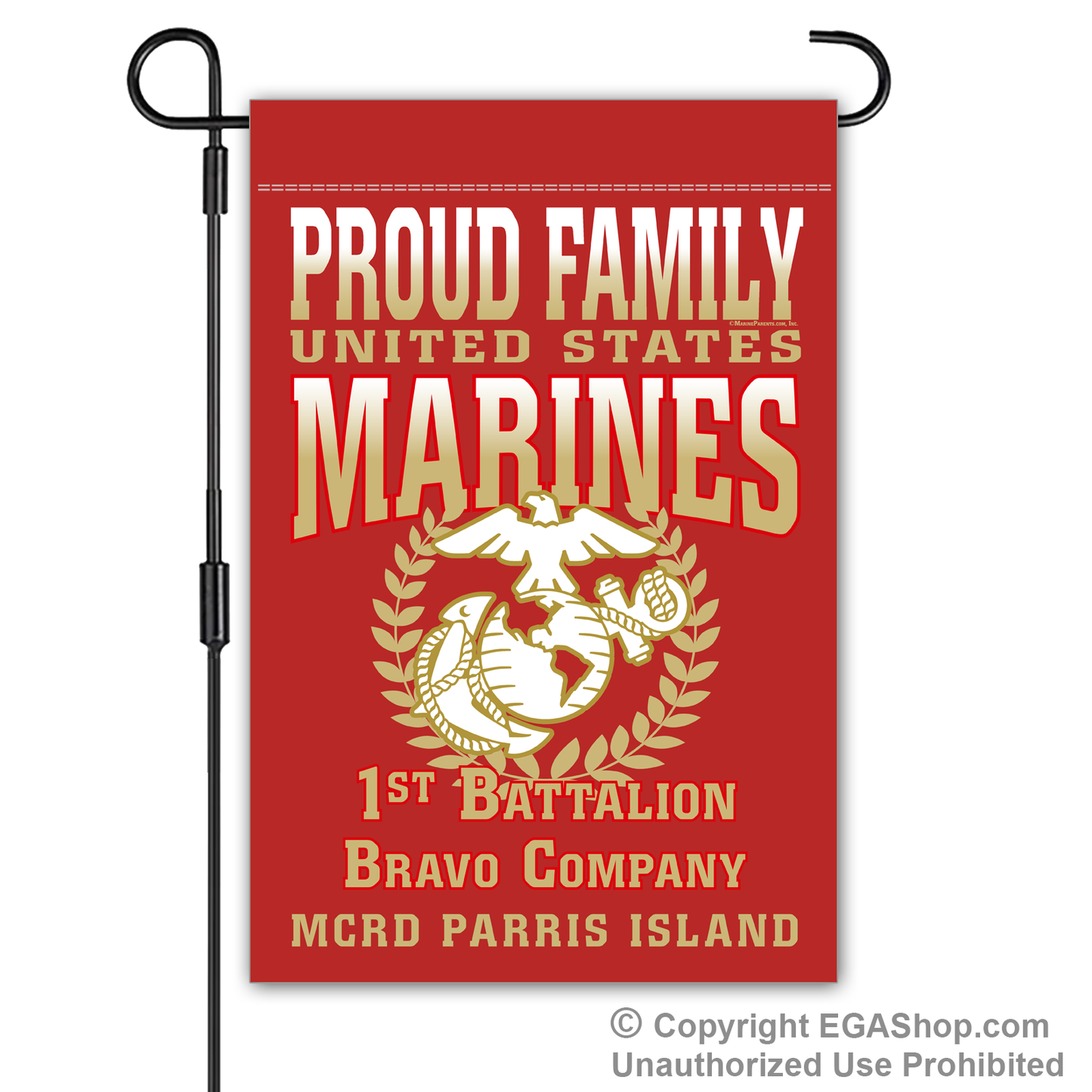 Garden Flag: Bravo Proud Family, Mom, Dad (Parris Island)
