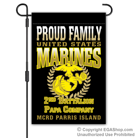 Garden Flag: Papa Proud Family, Mom, Dad (Parris Island)