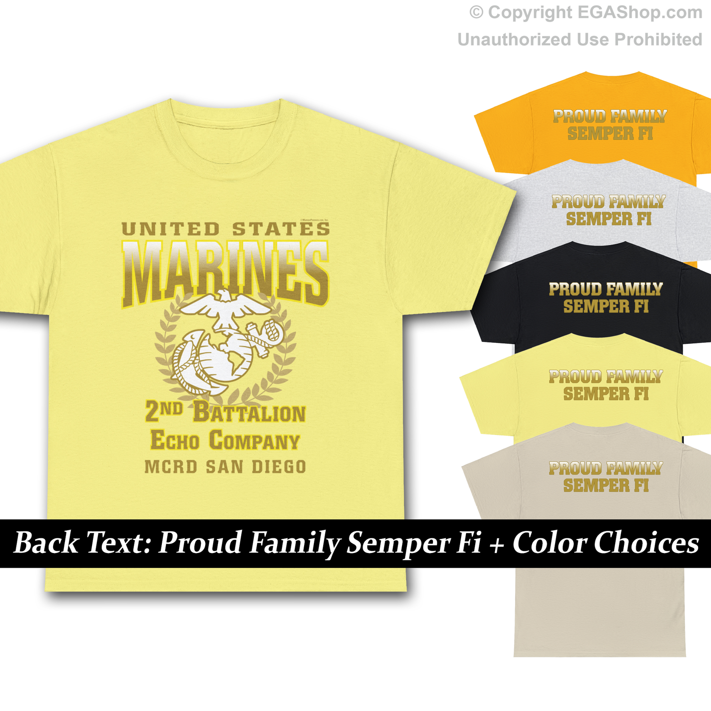 T-Shirt: Echo Co. MCRD San Diego (EGA + Back Proud Family)