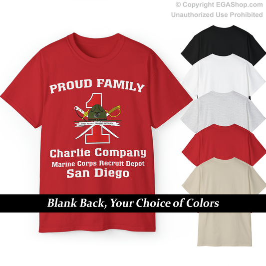 T-Shirt: Charlie Co. MCRD San Diego (1st Battalion Crest)
