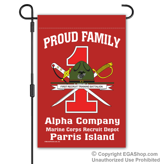 Garden Flag: Alpha 1st BTN Crest Proud Family (Parris Island)