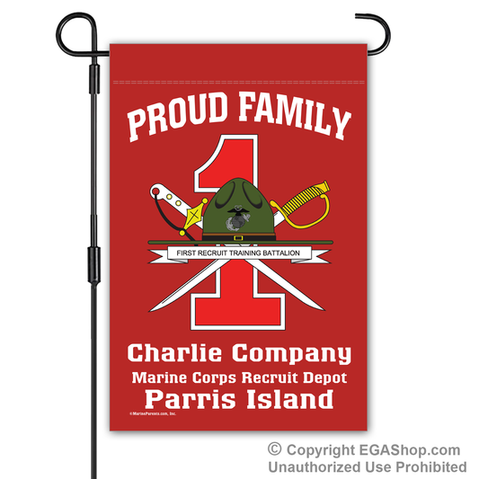 Garden Flag: Charlie 1st BTN Crest Proud Family (Parris Island)