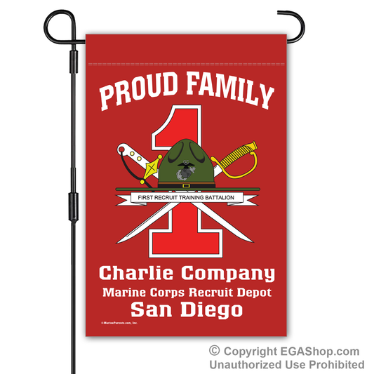 Garden Flag: Charlie 1st BTN Crest Proud Family (San Diego)