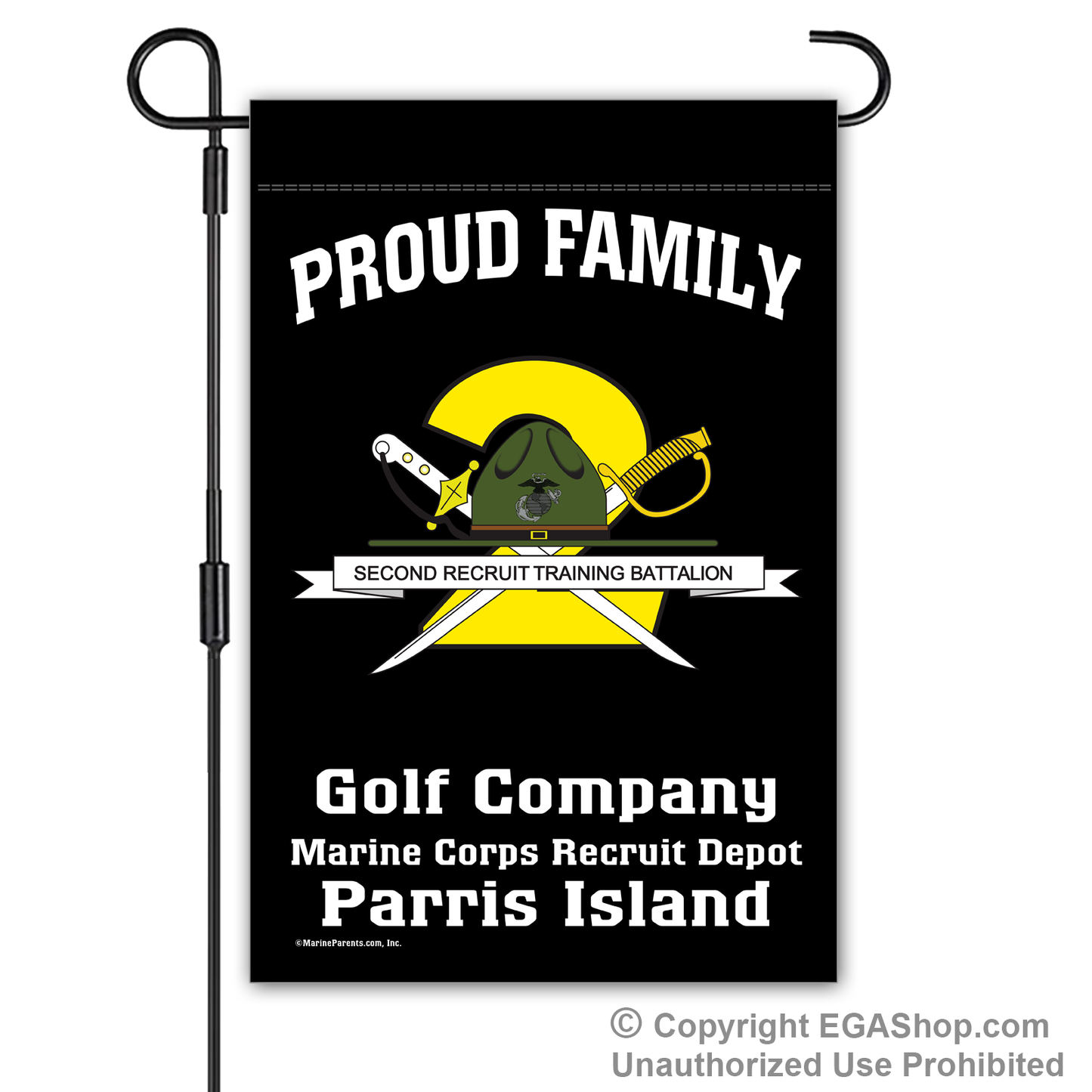 Garden Flag: Golf 2nd BTN Crest Proud Family (Parris Island)