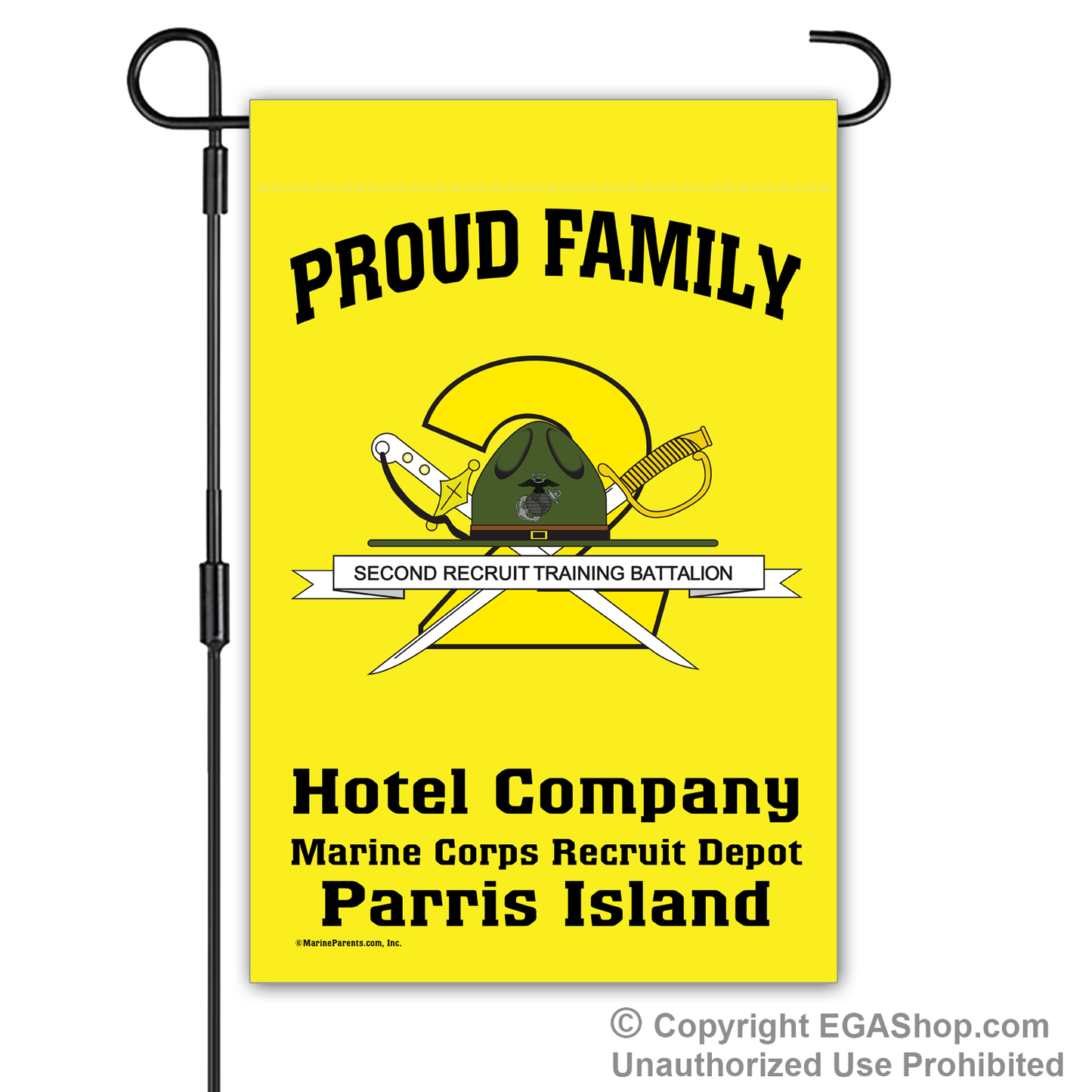 Garden Flag: Hotel 2nd BTN Crest Proud Family (Parris Island)