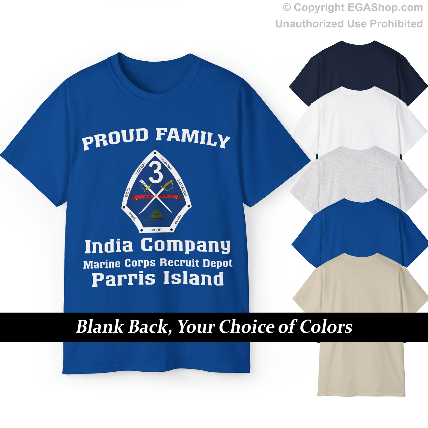 T-Shirt: India Co. MCRD Parris Island (3rd Battalion Crest)