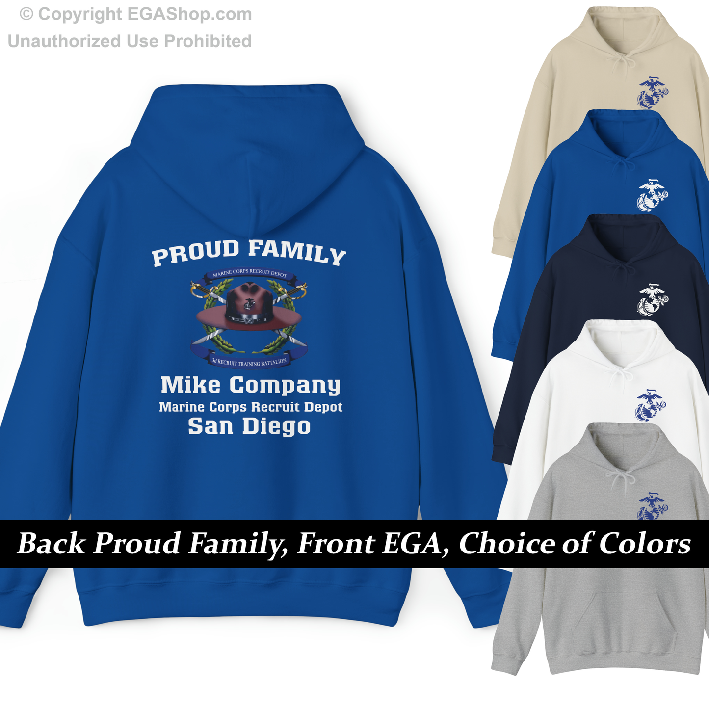 Hoodie: Mike Co. MCRD San Diego (3rd Battalion Crest on BACK)