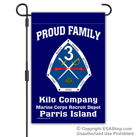 Garden Flag: Kilo 3rd BTN Crest Proud Family (Parris Island)