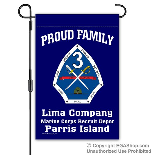 Garden Flag: Lima 3rd BTN Crest Proud Family (Parris Island)