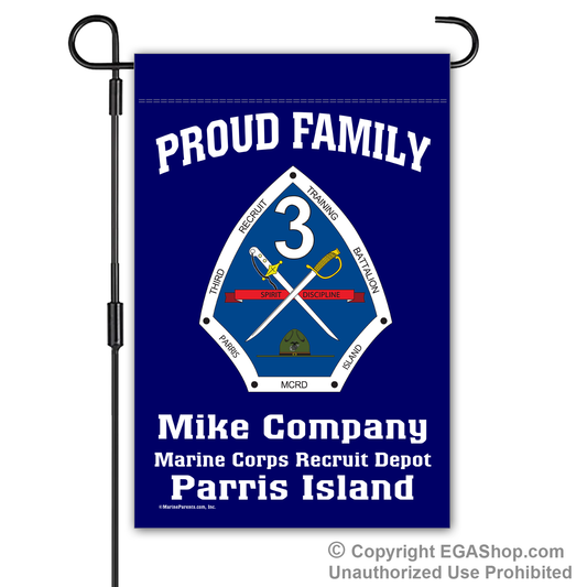 Garden Flag: Mike 3rd BTN Crest Proud Family (Parris Island)