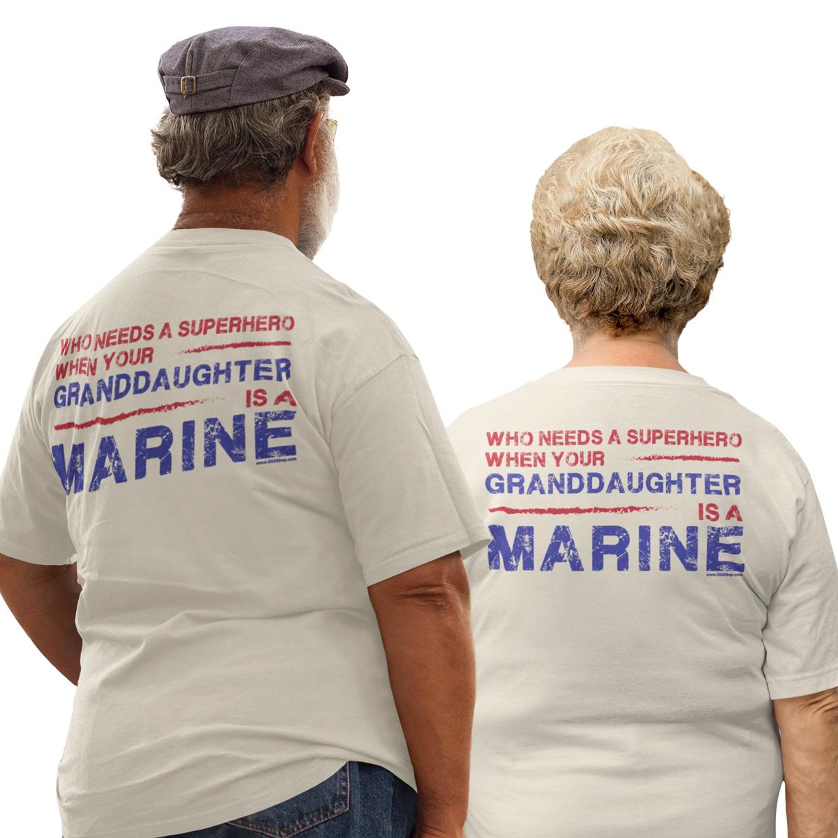 T-Shirt: Superhero, GRANDAUGHTER is a Marine (color choices)
