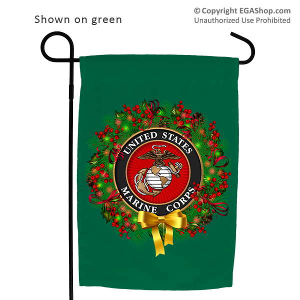 Garden Flag: USMC Seal Wreath (Choose background color)