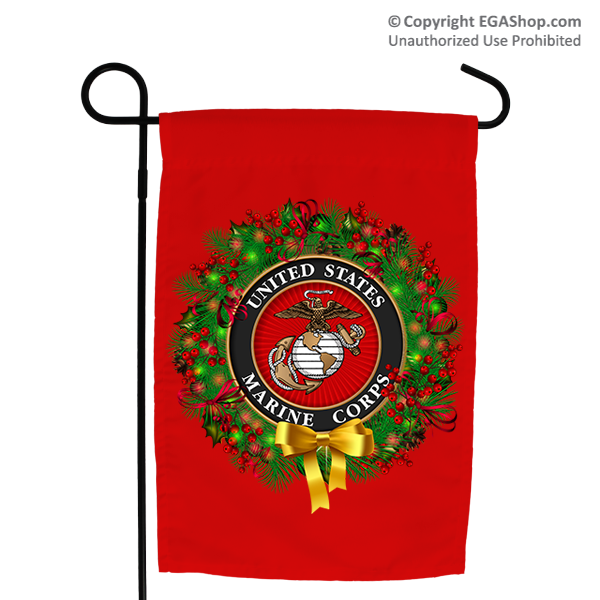 Garden Flag: USMC Seal Wreath (Choose background color)