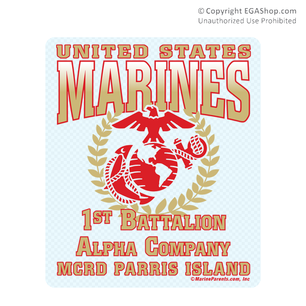 Sticker (Set of 4): 1st Btn Parris Island (Choose A, B, C, D Company)