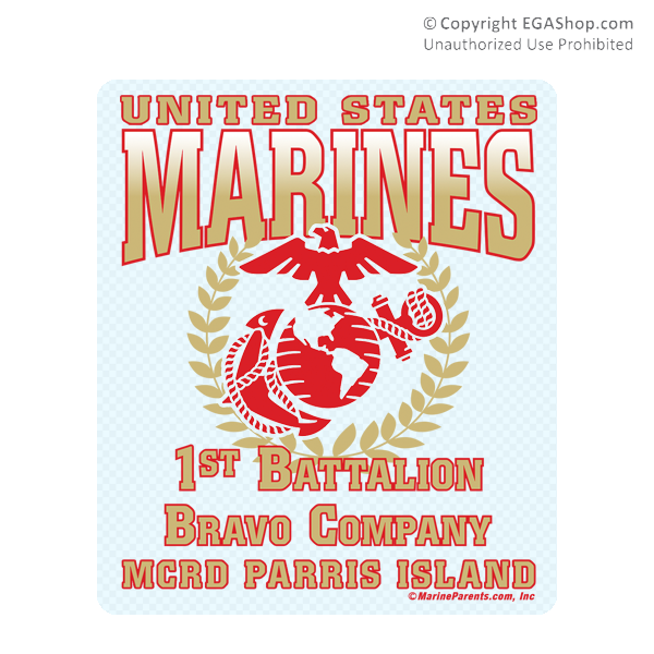 Sticker (Set of 4): 1st Btn Parris Island (Choose A, B, C, D Company)
