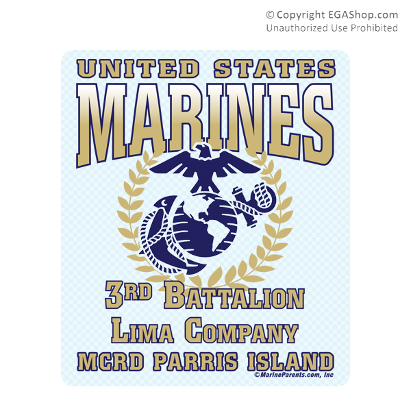 Sticker (Set of 4): 3rd Btn Parris Island (Choose I, K, L, M, N Company)