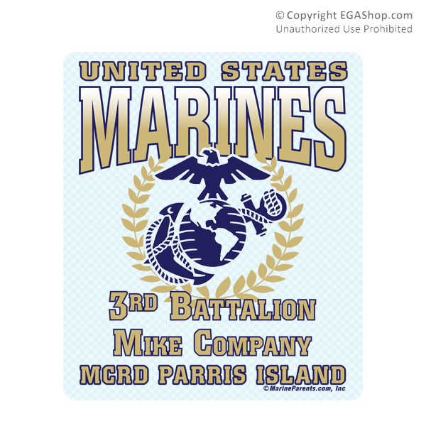 Sticker (Set of 4): 3rd Btn Parris Island (Choose I, K, L, M, N Company)