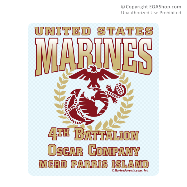 Sticker (Set of 4): 4th Btn Parris Island (Choose N, O, P Company)