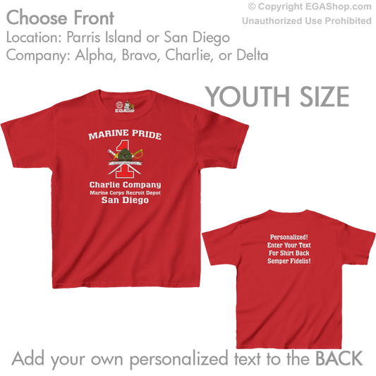 1st Btn CREST Choose Company & Personalized Back (YOUTH T-Shirt)