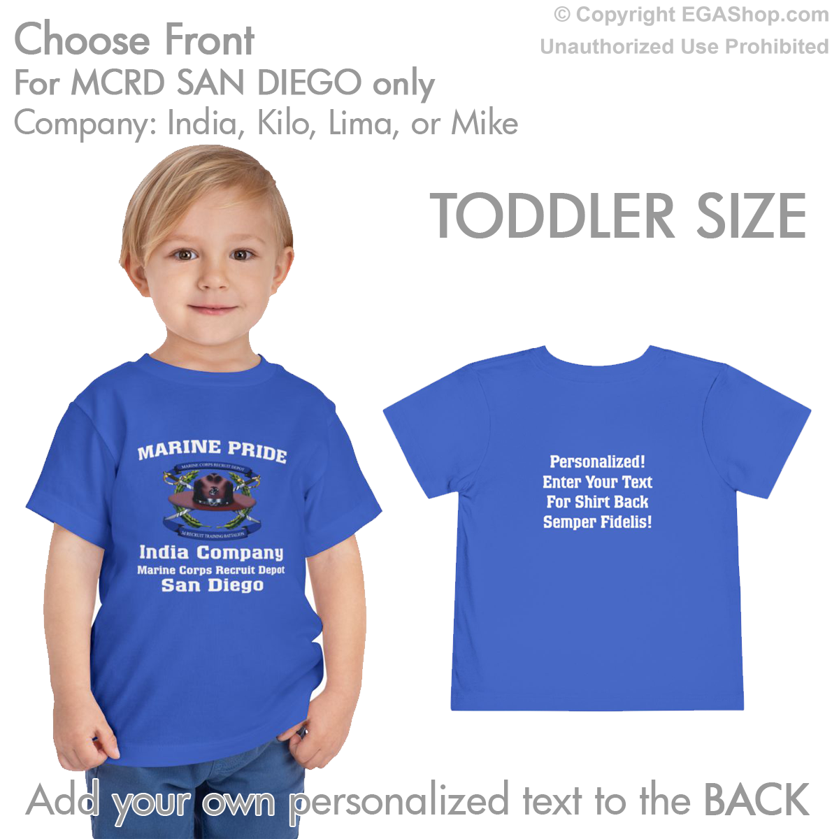 3rd Btn San Diego CREST Choose Company & Personalized Back (TODDLER T-Shirt)