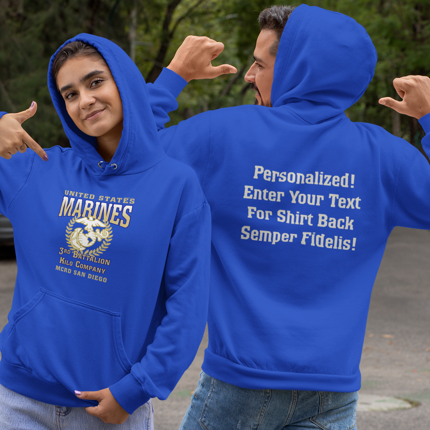 3rd Btn Choose Company & Personalized Back (Hoodie)