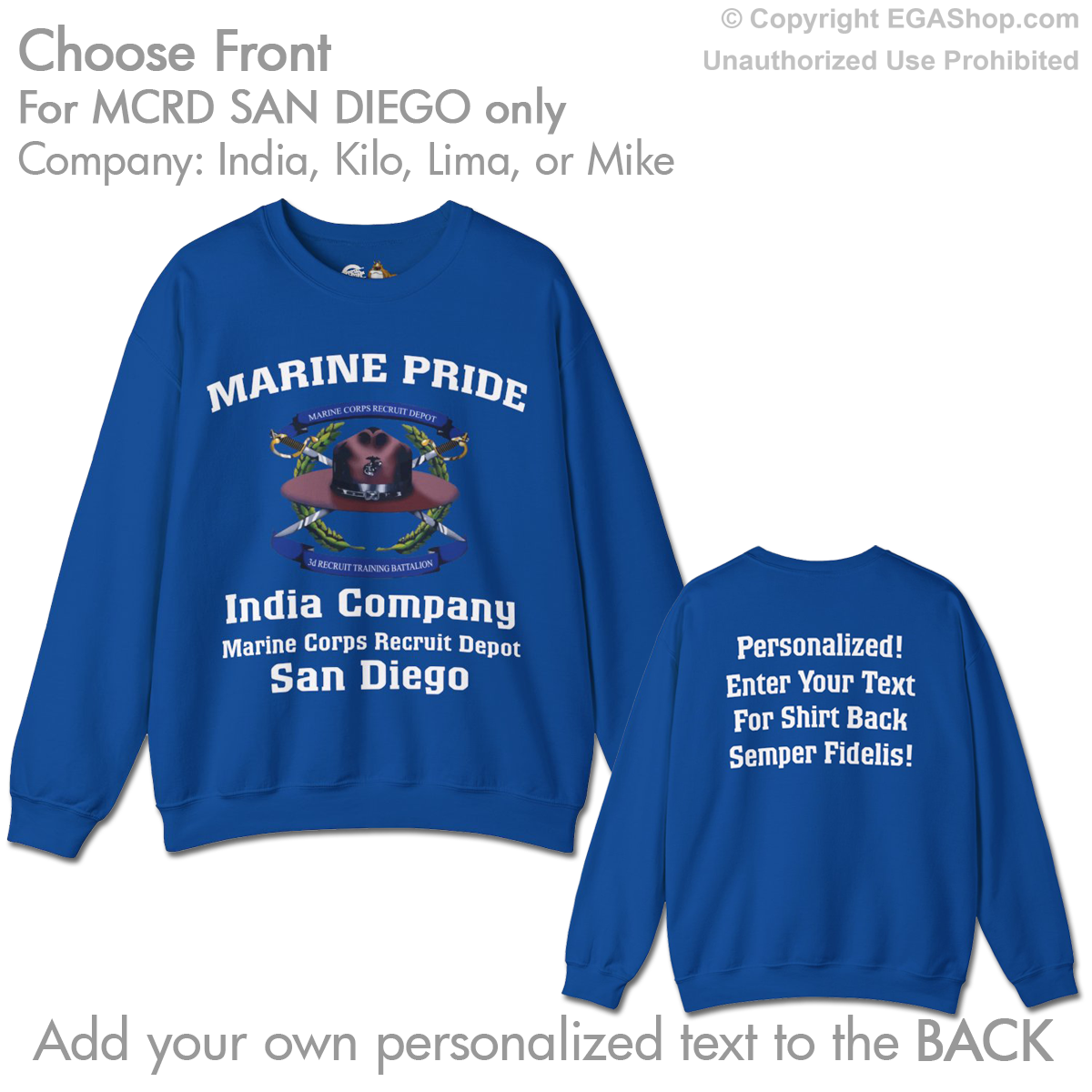 3rd Btn San Diego CREST Choose Company & Personalized Back (Sweatshirt)