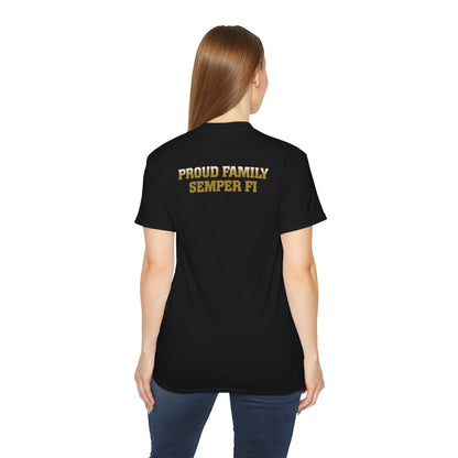 T-Shirt: Bravo Co. MCRD Parris Island (EGA + Back Proud Family)