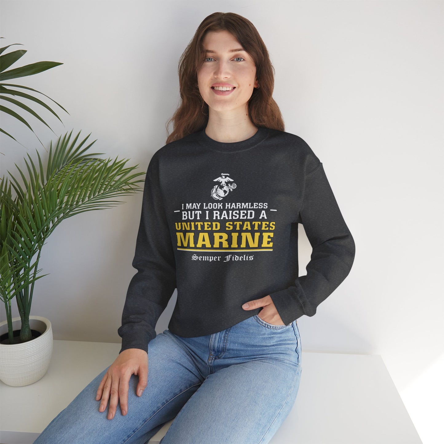 Sweatshirt: I May Look Harmless but I Raised a US Marine