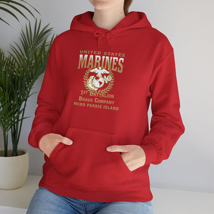 Hoodie: Bravo Co. MCRD Parris Island (EGA, Blank Back)