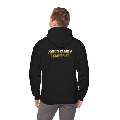 Hoodie: Alpha Co. MCRD Parris Island (EGA + Back Proud Family)