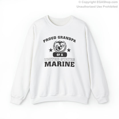 Sweatshirt: Proud Grandpa of a Marine (Varsity Style, Color Choices)