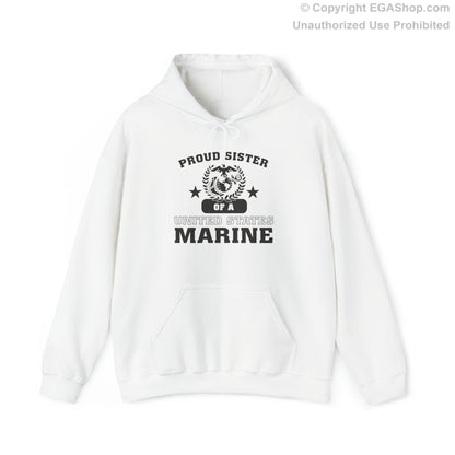 Hoodie: Proud Sister of a Marine (Varsity Style, Color Choices)