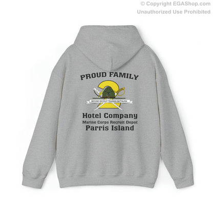 Hoodie: Hotel Co. MCRD Parris Island (2nd Battalion Crest on BACK)