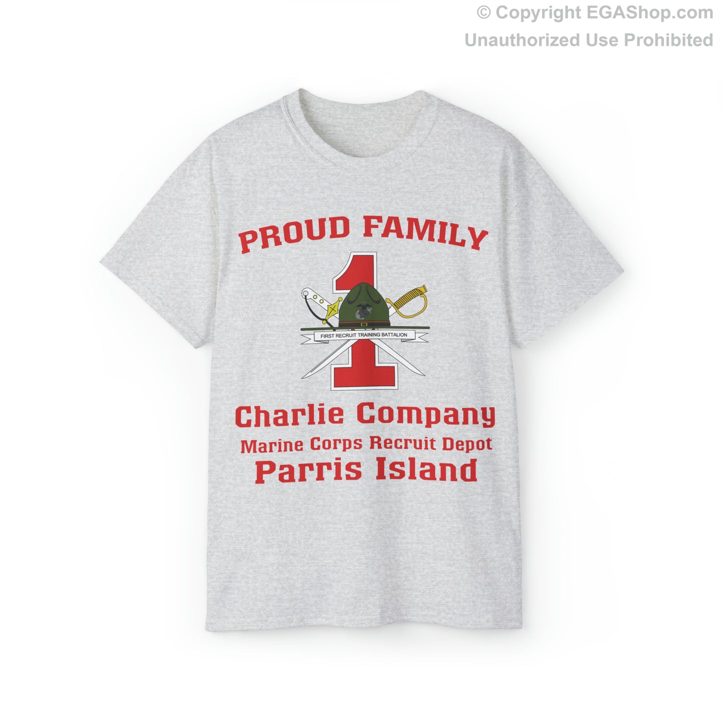 T-Shirt: Charlie Co. MCRD Parris Island (1st Battalion Crest)