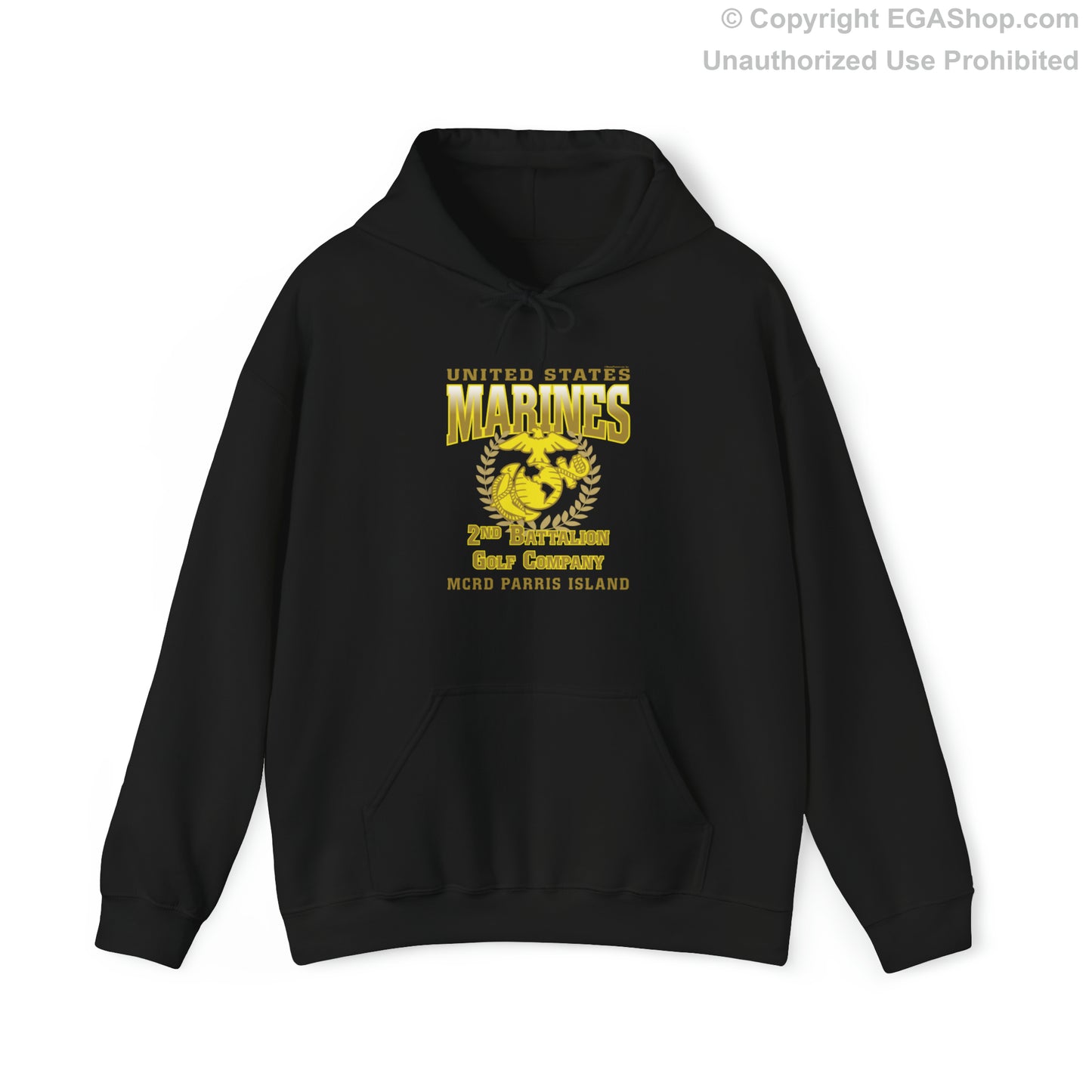 Hoodie: Golf Co. MCRD Parris Island (EGA, Blank Back)