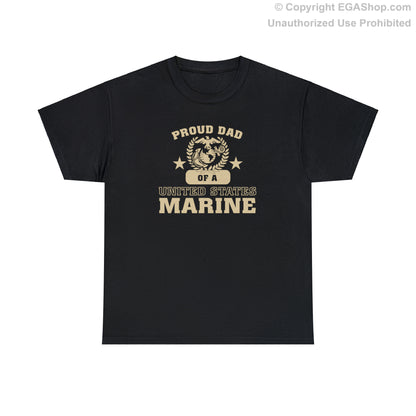 T-Shirt: Proud Dad of a Marine (Varsity Style, Color Choices)