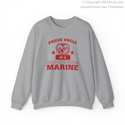 Sweatshirt: Proud Uncle of a Marine (Varsity Style, Color Choices)