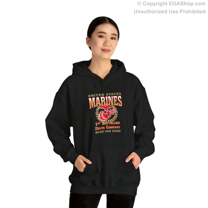 Hoodie: Delta Co. MCRD San Diego (EGA + Back Proud Family)