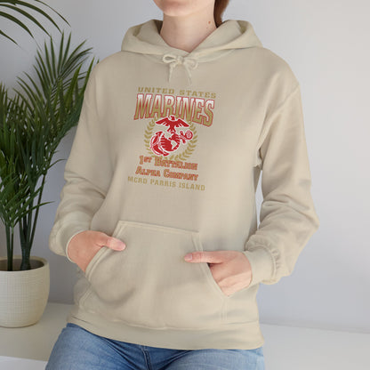 Hoodie: Alpha Co. MCRD Parris Island (EGA, Blank Back)